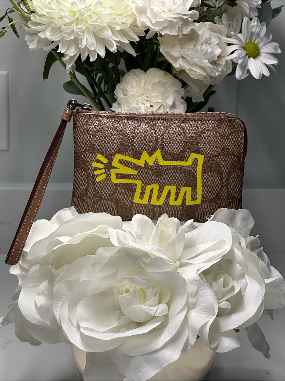 Coach + Keith Haring Corner Zip Wristlet + Coach Dust Bag